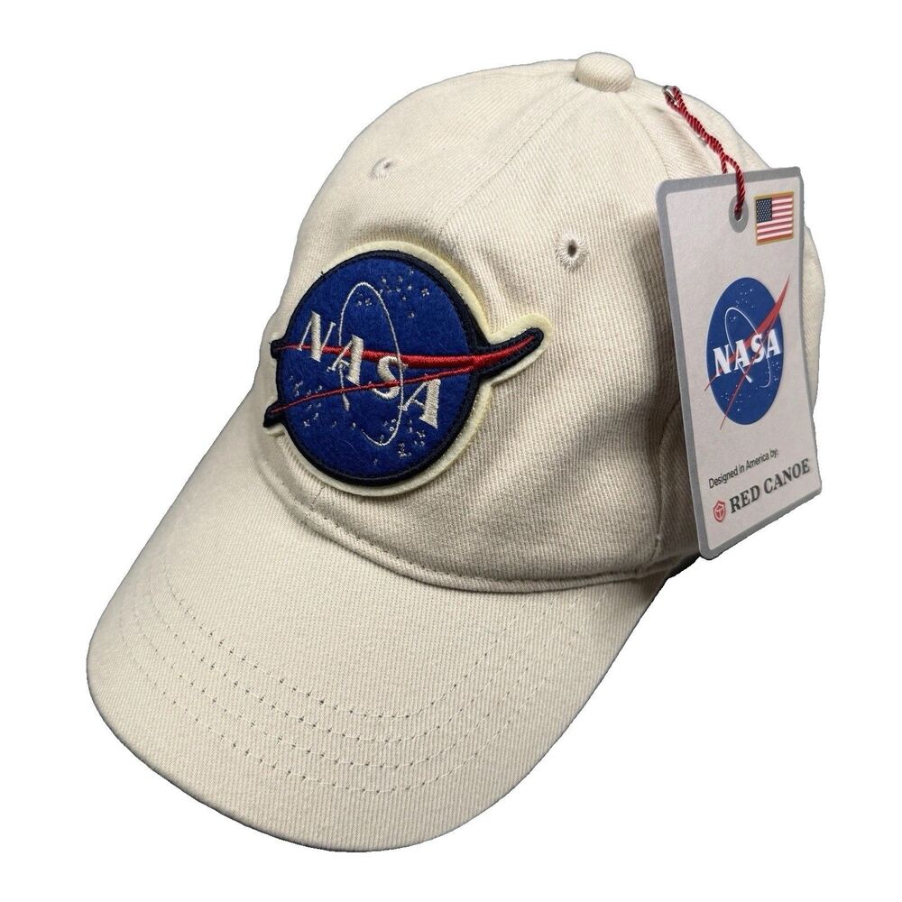NASA Hat Cap Adjustable Strapback Red Canoe Stone Meatball Logo Space Patch NWT‎